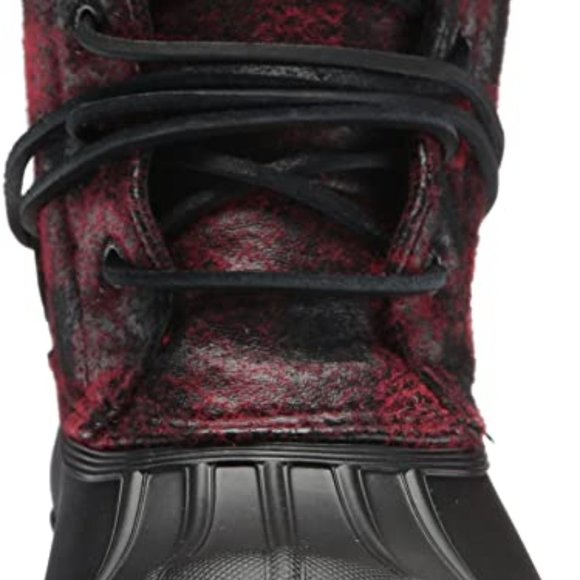 Sperry Red & Black Plaid Saltwater 🌨 Wedge Tide Wool Ankle Boots - 7.5 - Picture 14 of 14